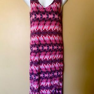 Coral, Gray, Blue Tank Dress w/Hem Slit